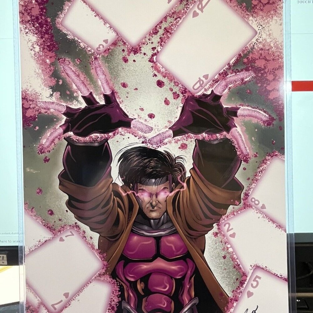 Big! G.W. Fisher Marvel “Gambit” 2009 Signed 11x17 Print Autograph - X-men Poker